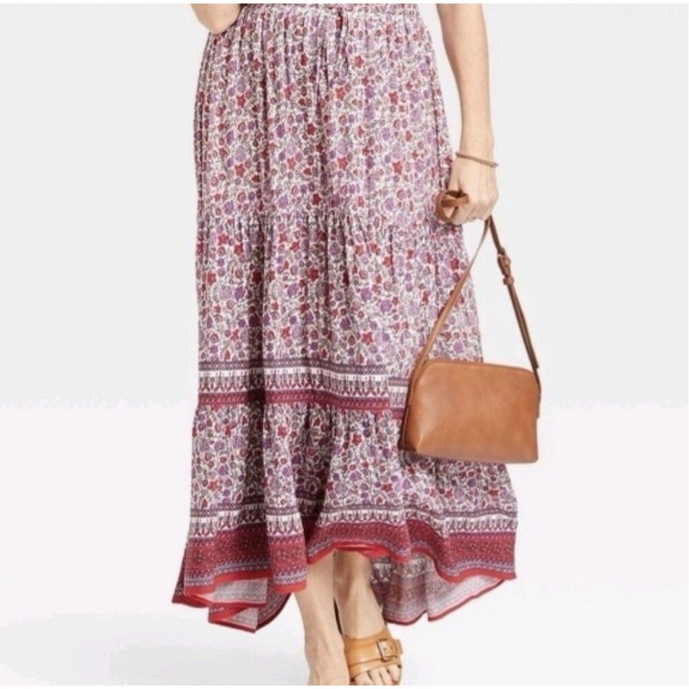 Knox Rose Midi Skirt Floral Hi Low Medium Cottagecore Casual Party Femenine
